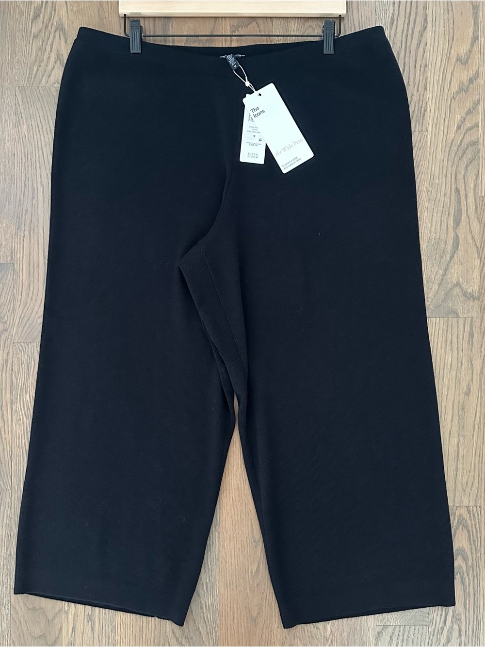 NWT Eileen Fisher Wool Knit Crepe Wide Leg Crop Pant in Black Size 1X - Picture 5 of 12